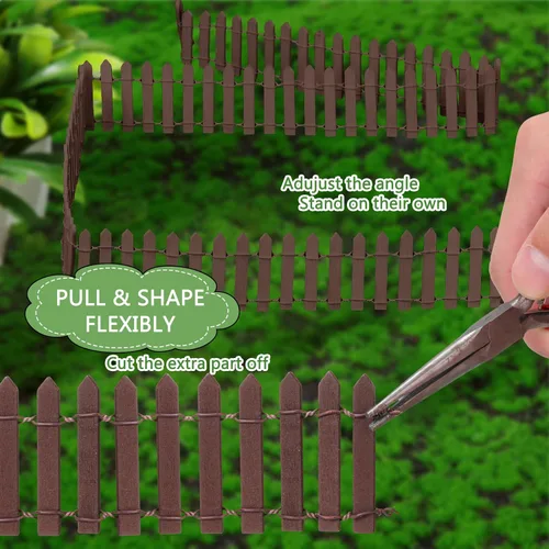 Miniatura 3 de Kigley 6 piezas de 40 pulgadas de valla de madera en miniatura para jardín de hadas, decoraciones de cerca con piquetes para DIY, maceta, casa