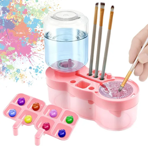 Miniatura 8 de Limpiador de pinceles de pintura para niños 2026 para circulación de agua, limpiador de pinceles de pintura con drenaje dispensador de agua