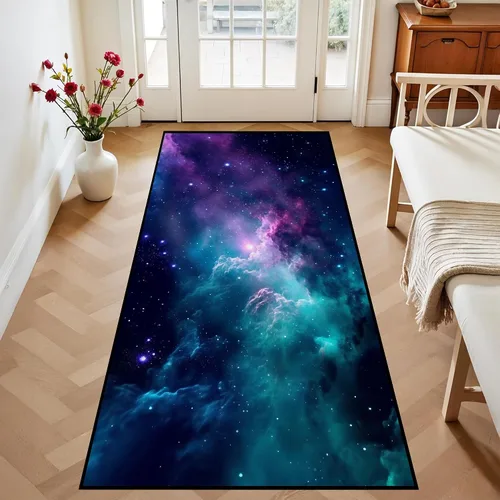 Miniatura 34 de Alfombra de Área Galaxia de 5' x 7', Dormitorio Sala de Estar para Niñas Niños Varones Alfombra Nebulosa Vórtex Tapetes Púrpura Azul Nube galaxy 1