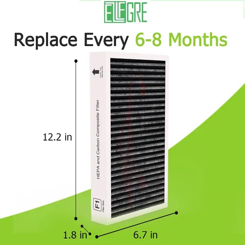 Miniatura 5 de F1 Paquete de 2 filtros de repuesto HEPA de carbono H13, compatible con purificador de aire Filtrete 3M C01 T02, eliminación de olores