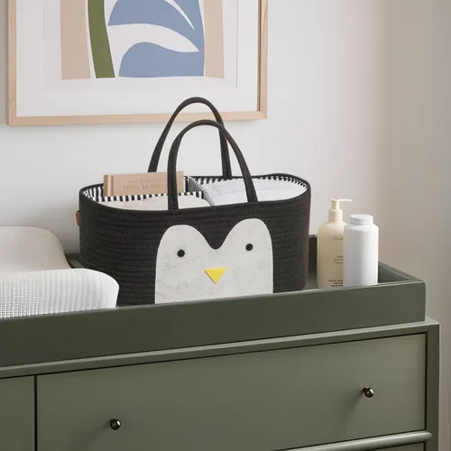 Miniatura 5 de T&T Homewares Organizador de pañales, cesta de pañales de cuerda de algodón, cesta de baby shower, contenedores de almacenamiento para guardería