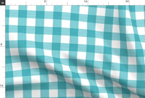 Miniatura 3 de Spoonflower Tela - Turquesa Buffalo Plaid Stripe Country Gingham Pintura impresa en tela de gasa Fat Quarter - Costura de moda Vestidos Decoración