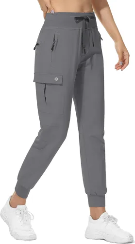 Miniatura 23 de RlaGed - Pantalones tipo cargo de senderismo para mujer, pantalones deportivos ligeros, de secado rápido, resistentes al agua, para pesca y al aire