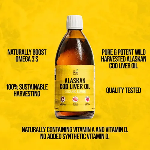 Miniatura 5 de On Target Living Aceite de Hígado de Bacalao de Alaska Líquido Sabor a Limón Orgánico 16.67 oz Captura en Línea en los EE. UU. Vitamina D