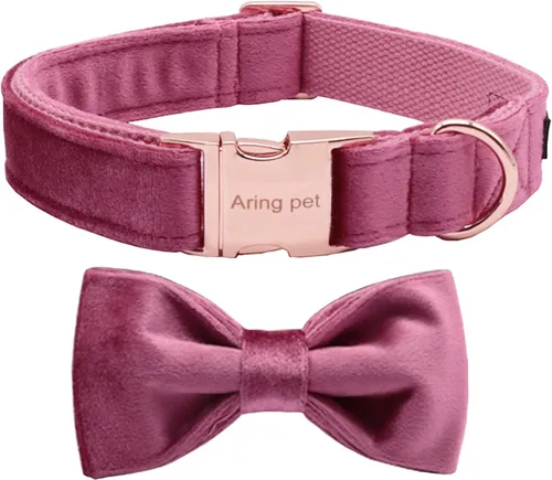 Miniatura 22 de ARING PET Collar de perro con corbatín, collares de terciopelo para perros con corbatín extraíble, collar de lazo ajustable para perros hembras