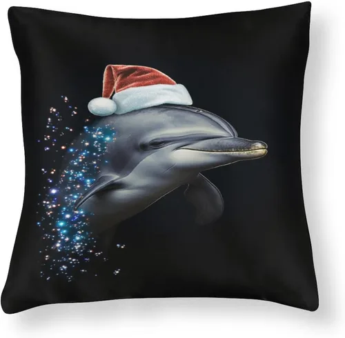 Miniatura 15 de Fundas de almohada de satén, fundas de almohada con sombrero de Papá Noel, fundas de almohada para amantes de los delfines, almohadas con cremallera