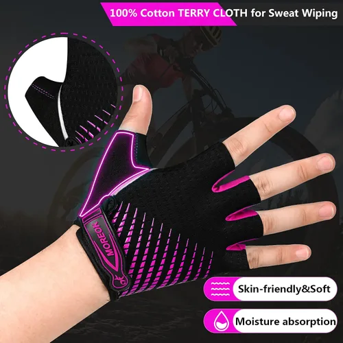 Miniatura 4 de BIKINGMOREOK Guantes de ciclismo para hombres y mujeres, guantes de bicicleta transpirables, almohadillas de gel de 0.197 pulgadas, guantes