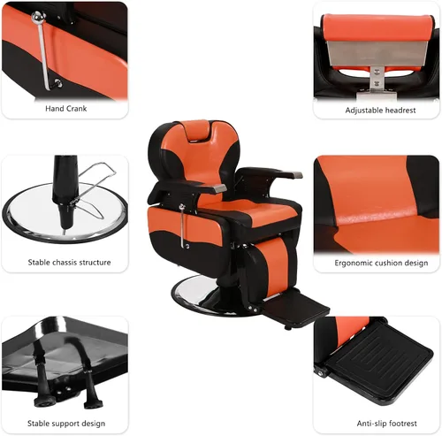 Miniatura 3 de Winado Silla de peluquería reclinable resistente, giratoria de 360° y altura ajustable y soporta hasta 440 libras, para peluquería y salón