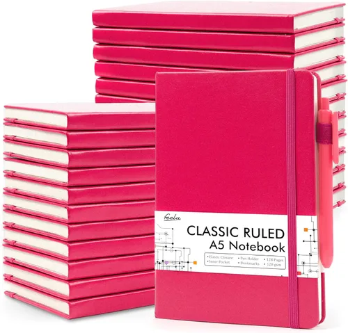 Miniatura 8 de Feela - Paquete de 24 cuadernos en blanco para el trabajo, cuaderno de negocios de tapa dura con líneas para escritura y soporte para bolígrafos