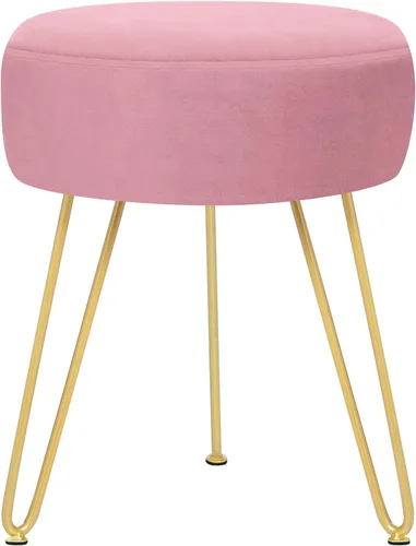 Miniatura 13 de GERANT Taburetes de tocador multifuncionales – Taburete otomano redondo de terciopelo moderno – Taburete tapizado – Taburete de mesa auxiliar