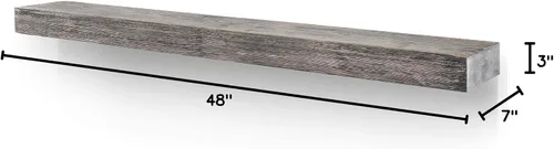 Miniatura 2 de BoscoMondo Repisa de Chimenea de 48 Pulgadas - Madera Rústica Sólida - Estante Flotante Estilo Granja Montado en Pared - con Soporte de Metal
