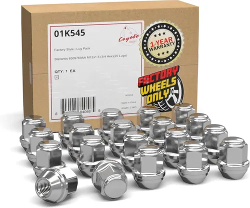 Miniatura 8 de Wheel Accessories Parts 20 tuercas hexagonales de rosca M12x1.5 de 12 x 1.5 pulgadas, estilo OEM, 1.66 pulgadas de largo, color negro, 3/4