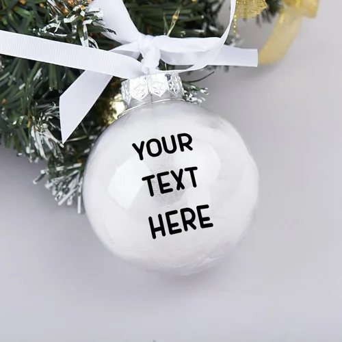 Miniatura 2 de Adorno redondo personalizado para decoración del árbol de Navidad, nombre de texto personalizado, adorno de bola de Navidad, recuerdo personalizado