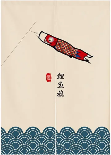 Cortina japonesa Noren para puerta, tapiz Koinobori y cortina de puerta ondulada Ukiyoe para decoración del hogar, 29 x 35 pulgadas