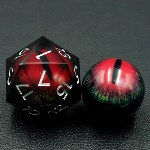 Miniatura 2 de Dados Dungeons and Dragons D20 con estuche de regalo, dados jumbo de globo ocular de 1.776 pulgadas (1.969 in), dados poliédricos de borde afilado
