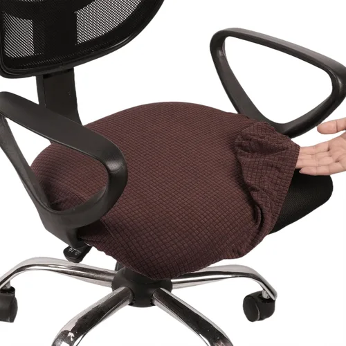 Miniatura 21 de Melaluxe Funda para silla de oficina de jacquard elástico, extraíble y lavable, funda de asiento giratoria para silla de escritorio, color negro