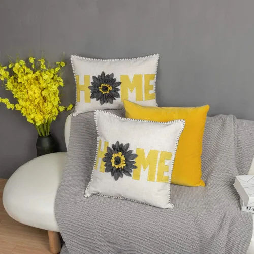Miniatura 8 de JWH - Funda de cojín decorativa con diseño de girasol en 3D y detalles bordados para la sala, dormitorio, oficina o sofá, 14 x 20 pulgadas
