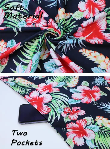 Miniatura 75 de SimpleFun - Vestidos de verano para mujer, camiseta floral, vestido de playa de estilo bohemio, informal, con bolsillos y sin mangas