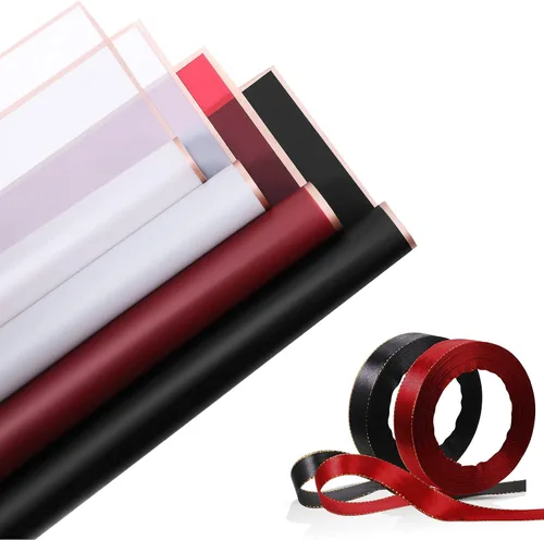 Miniatura 8 de Tenare Juego de papel de regalo de flores y cinta, 36 hojas de papel de regalo de ramo con cinta de satén de doble cara de 50 yardas para regalo