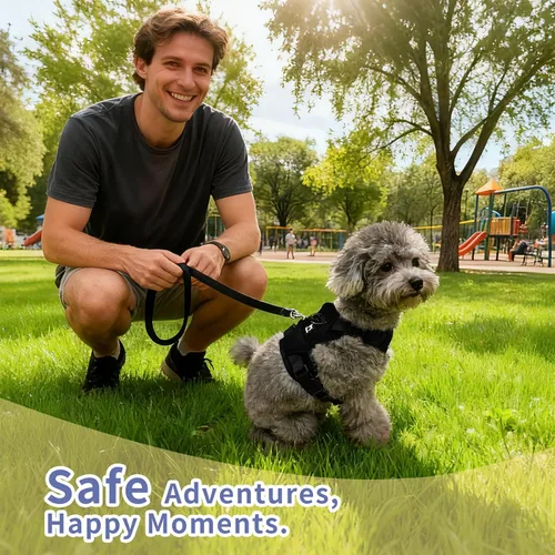 Miniatura 6 de Arnés de chaleco para perro, sin tirones y sin estrangulamiento, malla suave y transpirable, ajuste ajustable, a prueba de escapes, fácil de poner