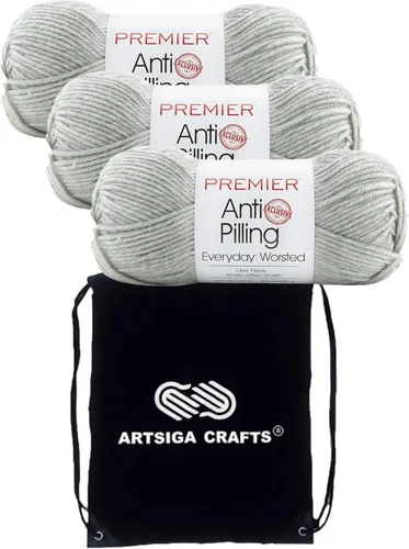 Miniatura 46 de Premier Yarns Everyday Anti-Pelusa Hilo Sólido Verde Pino DN100-8 (6-Madejas - Mismo Lote de Tinta) #4 Peso Estambre Acrílico para Tejer