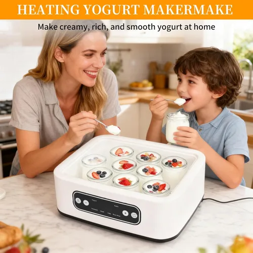 Miniatura 7 de El yogur griego casero viene con 9 frascos, control de temperatura y temporizador inteligente, vino de arroz multiusos, fermentación, natto, etc.