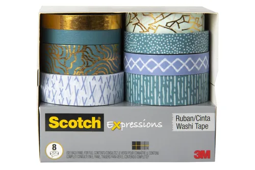 Miniatura 12 de Scotch Cinta washi, diseño moderno abstracto, 8 rollos, ideal para diario de viñetas, álbumes de recortes y decoración de bricolaje (C1017-8-P19)