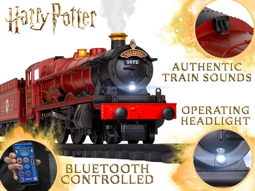 Miniatura 10 de Conjunto de tren de juguete Lionel Hogwarts Express con batería calibre O, con control remoto, locomotora, vagones de tren y pista con sonidos