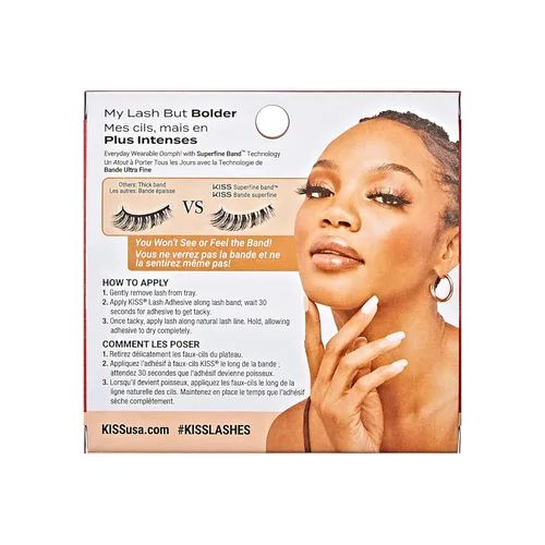 Miniatura 8 de KISS My Lash But Bolder, pestañas postizas, 'Slim Thicc', 0.63 pulgadas, incluye 1 par, fácil de aplicar, racimos de pestañas reutilizables