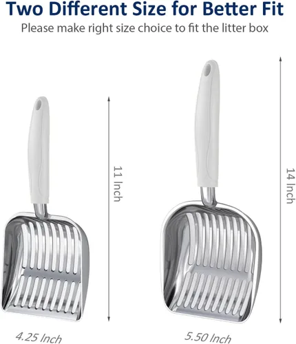 Miniatura 2 de WePet Cuchara de arena para gatos, tamiz de aleación de aluminio, pala de metal profunda, mango largo, tamizado de excrementos, levantador de heces