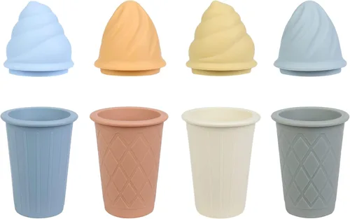 Miniatura 2 de BLUE GINKGO Juguetes de arena de helado - Juego de 4 juguetes de silicona para la playa Fácil de limpiar, apto para viajes Juguetes de arena
