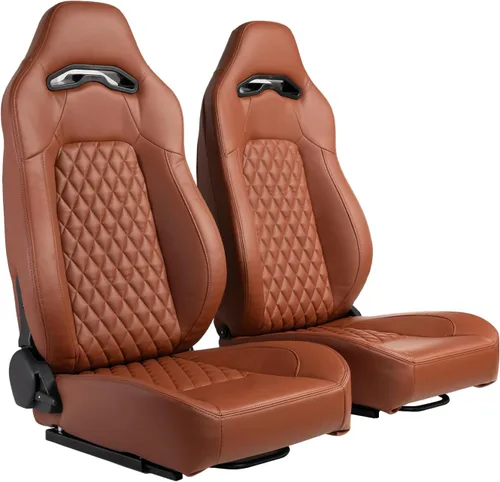 Miniatura 10 de Asientos universales de carreras, asientos de cubo, asientos de coche ajustables, asientos deportivos reclinables, de cuero PU con deslizadores, 2