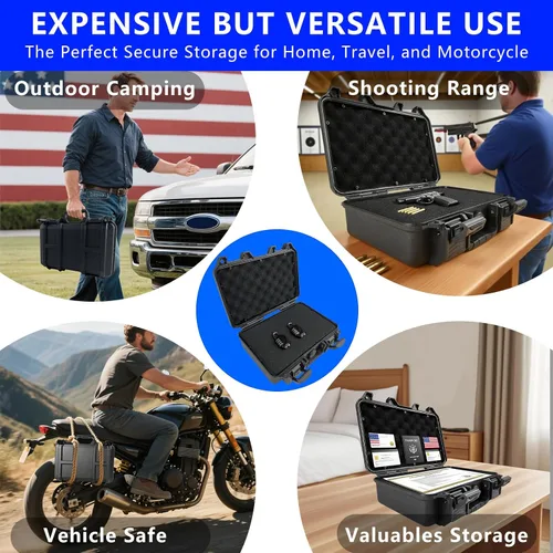 Miniatura 3 de Funda para pistola con cerradura - Estuche de viaje para pistola con 2 cerraduras TSA incluidas, Estuche de transporte para pistola de carcasa dura
