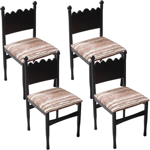 Miniatura 13 de Silla de comedor de madera maciza, sillas de cocina tapizadas, sillas de comedor de 4, silla de acento negra para cocina, comedor, sala de estar
