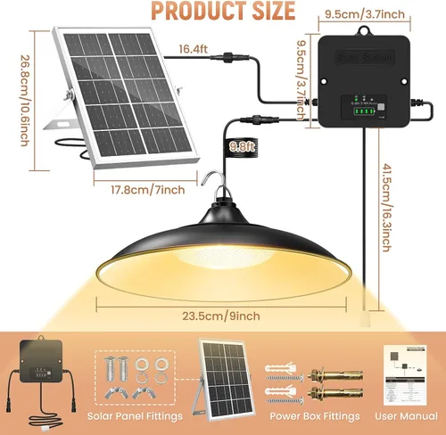 Miniatura 7 de Luz solar para interiores y exteriores, luz colgante diurna blanca cálida disponible con cuerda de tracción, del atardecer al amanecer, 3 modos