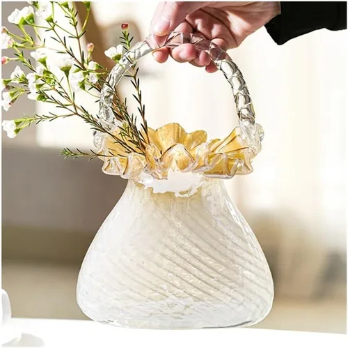 Miniatura 4 de Flower Vase, Glass Handheld Flower Basket Vase - Living Room Home Decoration Ornament(Large)