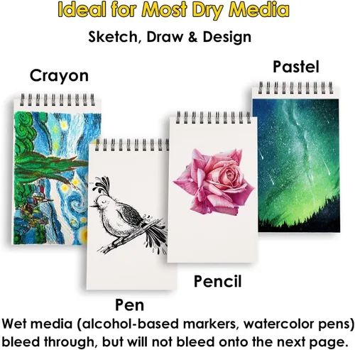 Miniatura 3 de Dyvicl Cuaderno de bocetos de 5.5 x 8.5 pulgadas, 68 lb/100 GSM, 100 hojas, bloc de bocetos en espiral, papel de dibujo sin ácido para artistas