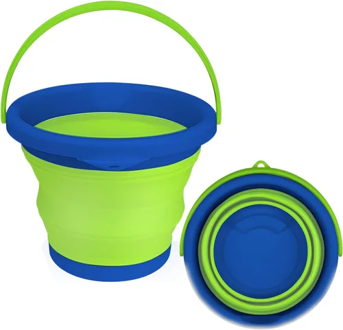 Miniatura 9 de Cubo de mopa plegable y cubo para hielo - 5L (1.3 galones) Cubo de polvo de silicona para limpieza del hogar, suministros de limpieza portátiles