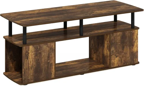 Miniatura 3 de Furinno Jaya Soporte de TV, centro de entretenimiento de 3 niveles con estante abierto, consola de TV para TV de hasta 50 pulgadas con Roble ámbar