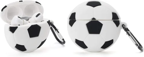Funda de fútbol 3D para Airpod 1 y 2, bonita funda suave con llavero para Airpods 1 y 2 (fútbol)