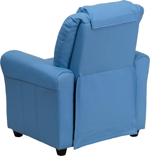 Miniatura 7 de EMMA + OLIVER Reclinable infantil de vinilo azul claro con portavasos y reposacabezas