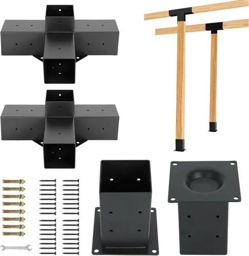 Soportes para pérgola, kit resistente de 4 vías para pérgola y base de poste para madera de 4 x 4 (real 3.5 x 3.5 pulgadas), para cenadores,