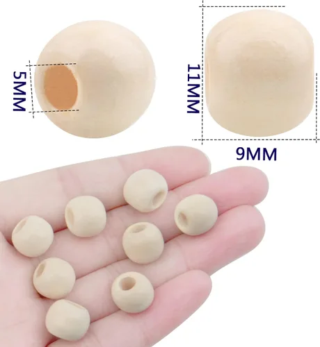 Miniatura 3 de Aylifu 300 cuentas espaciadoras de madera redondas naturales europeas con agujero grande para el cabello, cuentas trenzadas para peinado