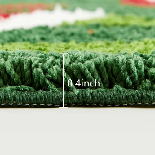 Miniatura 2 de Lindas alfombras navideñas de Ouyattle para baño, tapete antideslizante lavable, verde, con renos de Grinch, divertido tapete de Navidad de 2x3