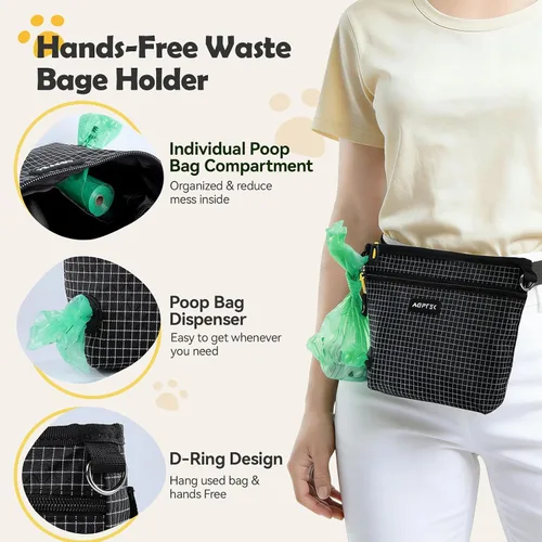 Miniatura 5 de AGPTEK Bolsa magnética para pasear perros con bolsa de aperitivos extraíble y dividida, paquete de cintura resistente al agua con dispensador