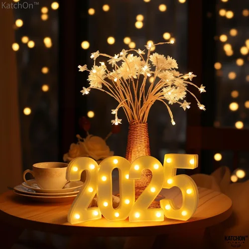 Miniatura 9 de KatchOn, Números con luz LED 2025-8.2 pulgadas, letrero iluminado 2025 Letrero luminoso de número 2025 para decoraciones de feliz graduación 2025