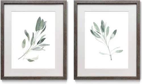 Miniatura 14 de Arte floral para pared, marco rústico de plata envejecida, juego de decoración de pared de 2 piezas: plumeria, caléndula, flores silvestres, Black