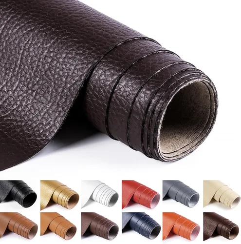 Miniatura 30 de ANMINY Tela de cuero sintético de vinilo de 54" de ancho para tapicería por yarda de 0.7MM de espesor, cuero PU suave para exteriores
