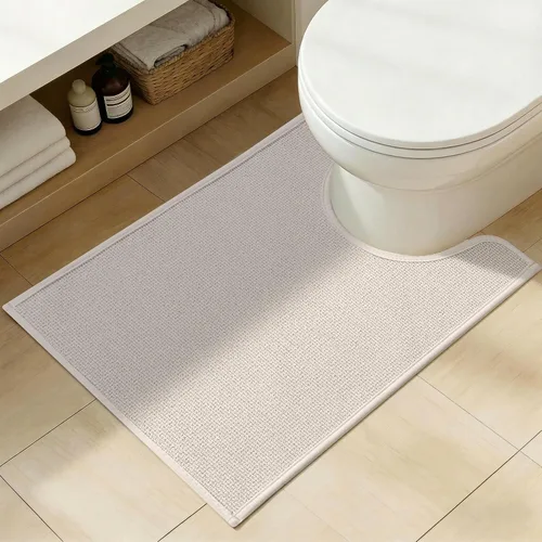 Miniatura 55 de YIHOUSE Juego de 2 tapetes de baño, color beige, ultrafino, absorbente, antideslizante, para baño, lavable, ducha, lavabo, lavandería