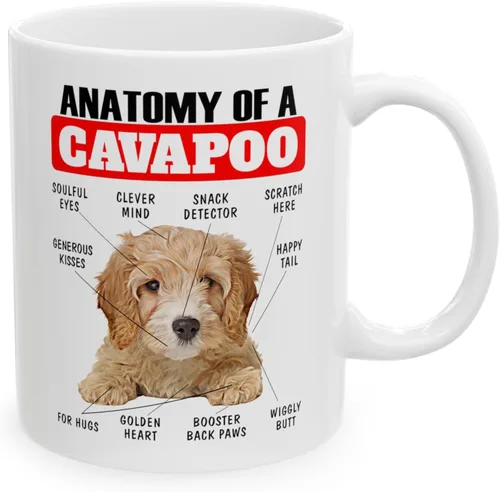 Miniatura 3 de Divertida taza de café de cerámica blanca de 11 oz con diseño de cachorro de Cavapoo